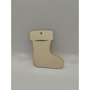 Set of 10 Stockings - 3.85" Laser Cut Out Unfinished Wood Shape Craft Supply